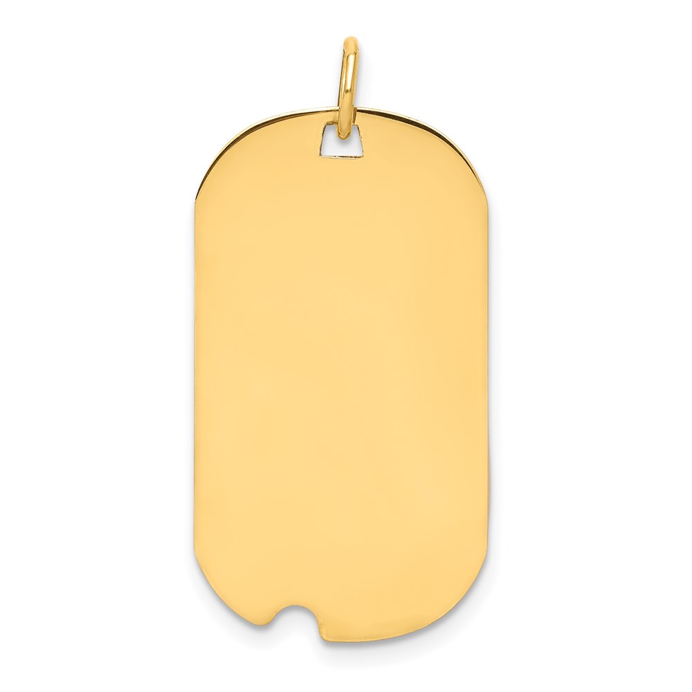 XM562-6.jpg 14k Plain .027 Gauge Engraveable 28x16mm Dog Tag with Notch Disc Charm - Image 1