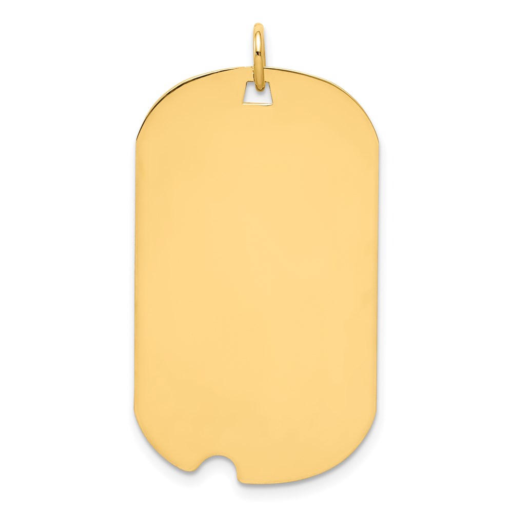 XM563-4.jpg 14k Plain .035 Gauge Engraveable 33x20mm Dog Tag with Notch Disc Charm - Image 1