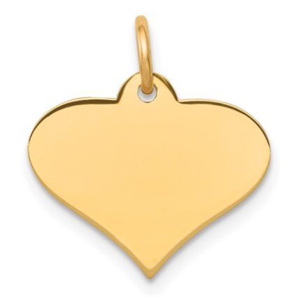14k Plain .027 Gauge Engraveable Heart 13x16mm Disc Charm