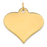14k Plain .018 Gauge Engraveable Heart 22x25mm Disc Charm