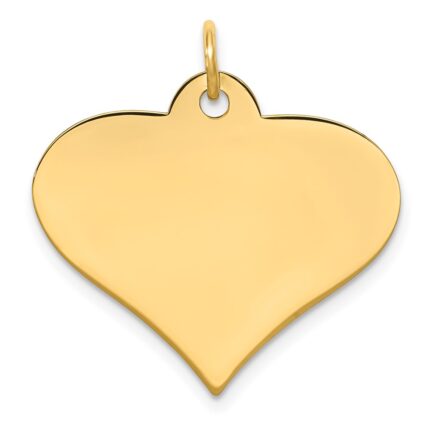 14k Plain .027 Gauge Engraveable Heart 22x25mm Disc Charm