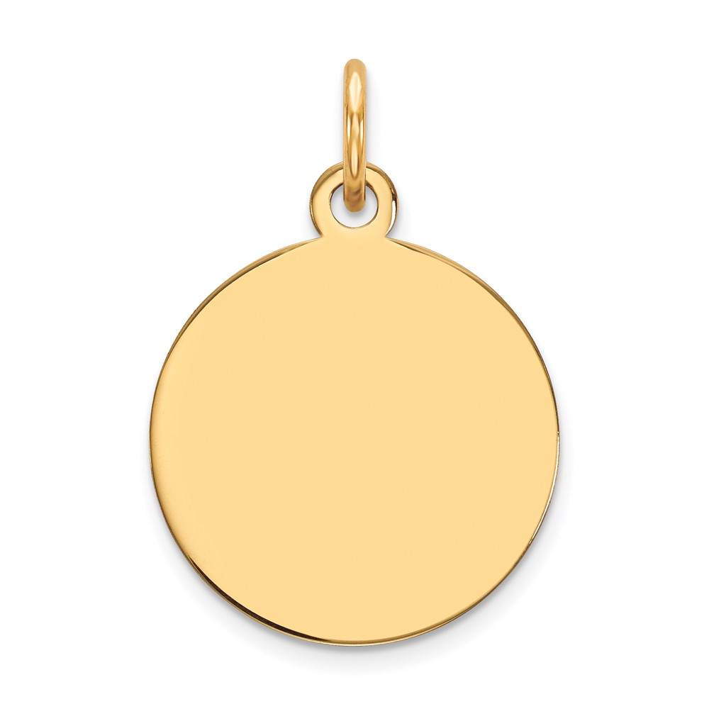 XM605-16.jpg 10k Plain .032 Gauge 15x15mm Circular Engravable Disc Charm - Image 1