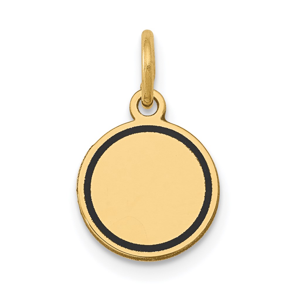 XM606_27.jpg 14k with Black Enamel Edge .027 Gauge Round Engravable 10mm Disc Charm - Image 1