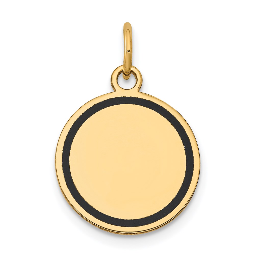 XM609_27.jpg 14k with Black Enamel Edge .027 Gauge Round Engravable 15mm Disc Charm - Image 1
