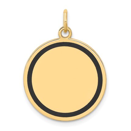 14k with Black Enamel Edge .027 Gauge Round Engravable 19mm Disc Charm