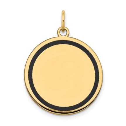 14k with Black Enamel Edge .027 Gauge Round Engravable 21mm Disc Charm