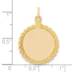 14k Plain .013 Gauge Round Engravable 20.3x18.6mm Disc with Rope Edge Charm - Image 4