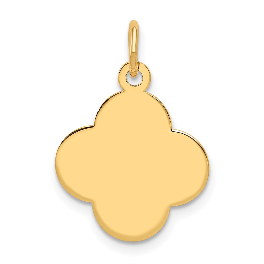 XM620-4.jpg 14k Plain .027 Gauge Engravable Quatrefoil 17x15mm Disc Charm - Image 1