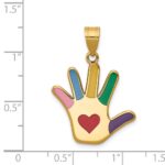14k Enameled Autism with Heart Handprint Pendant - Image 3