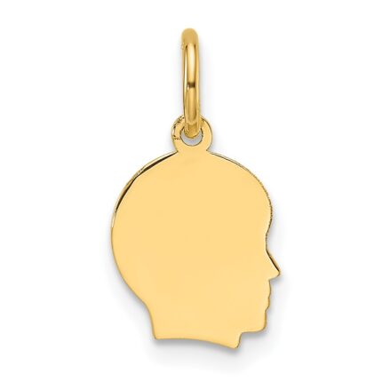 14k Plain Small .011 Gauge Facing Right Engravable Boy Head Charm