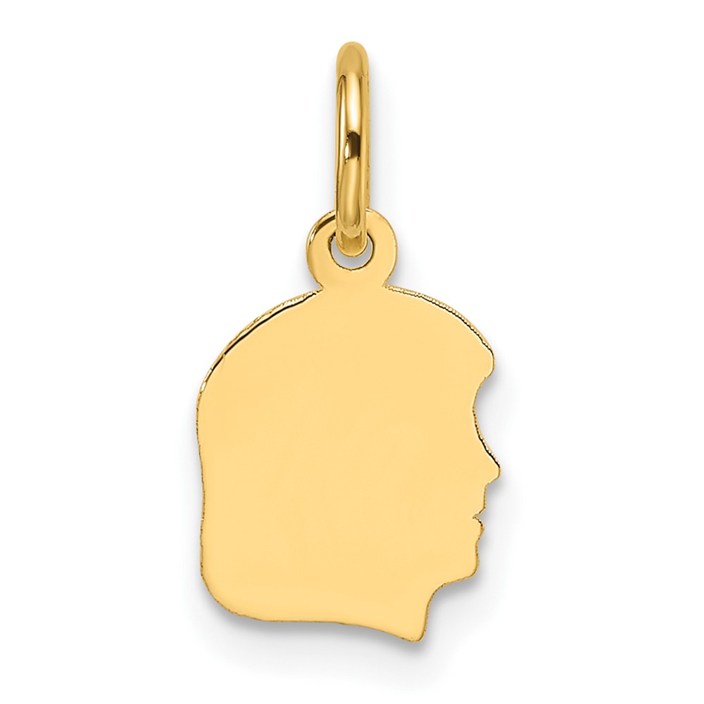 XM660-5.jpg 14k Plain Small .027 Gauge Facing Right Engravable Girl Head Charm - Image 1
