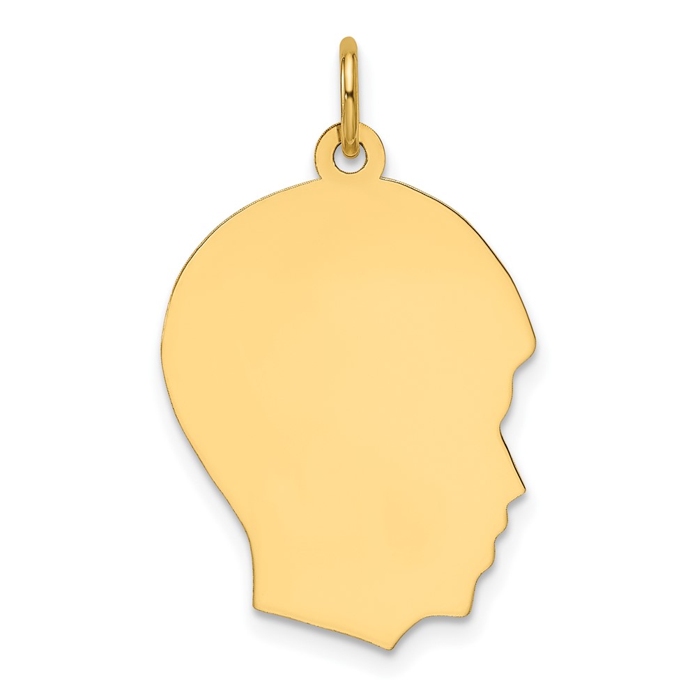 XM663-1.jpg 14k Plain Medium .011 Gauge Facing Right Engravable Boy Head Charm - Image 1