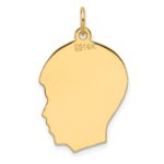 14k Plain Medium .013 Gauge Facing Right Engravable Boy Head Charm - Image 3