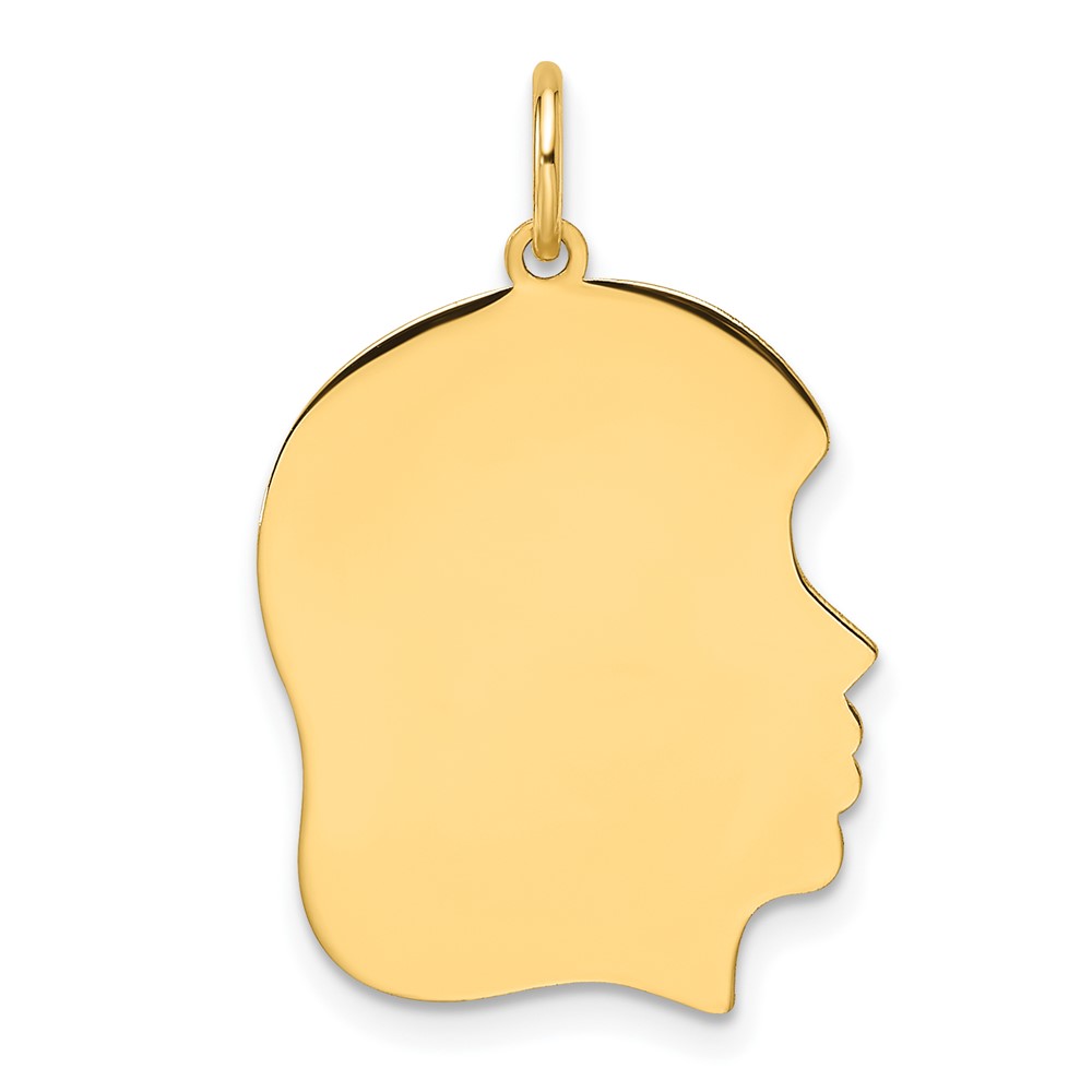 XM664-1.jpg 14k Plain Medium .011 Gauge Facing Right Engravable Girl Head Charm - Image 1