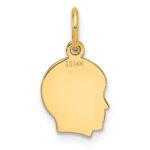 14k Plain Small .013 Gauge Facing Left Engravable Boy Head Charm - Image 3