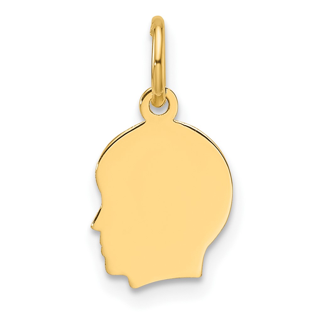 XM665.jpg 14k Plain Small .009 Gauge Facing Left Engravable Boy Head Charm - Image 1