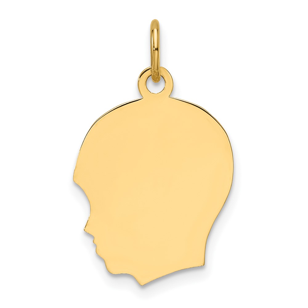XM668-2.jpg 14k Plain Medium .013 Gauge Facing Left Engravable Boy Head Charm - Image 1