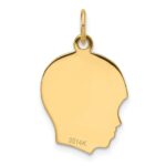 14k Plain Medium .013 Gauge Facing Left Engravable Boy Head Charm - Image 3