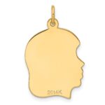 14k Plain Medium .013 Gauge Facing Left Engravable Girl Head Charm - Image 3