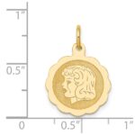 14k Girl Head on .013 Gauge 15mm Engravable Scalloped Disc Charm - Image 3