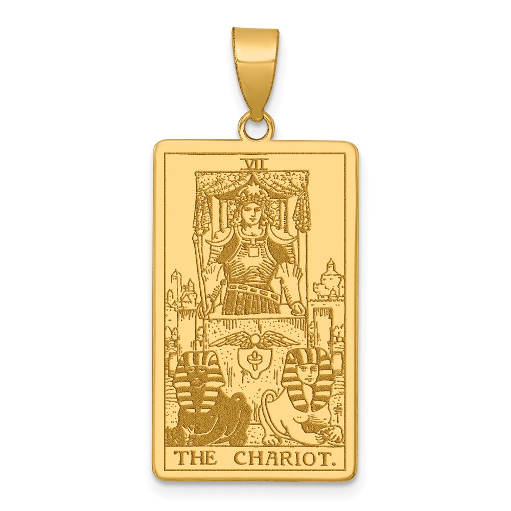 XM717.jpg 14ky The Chariot Tarot Card Pendant - Image 1