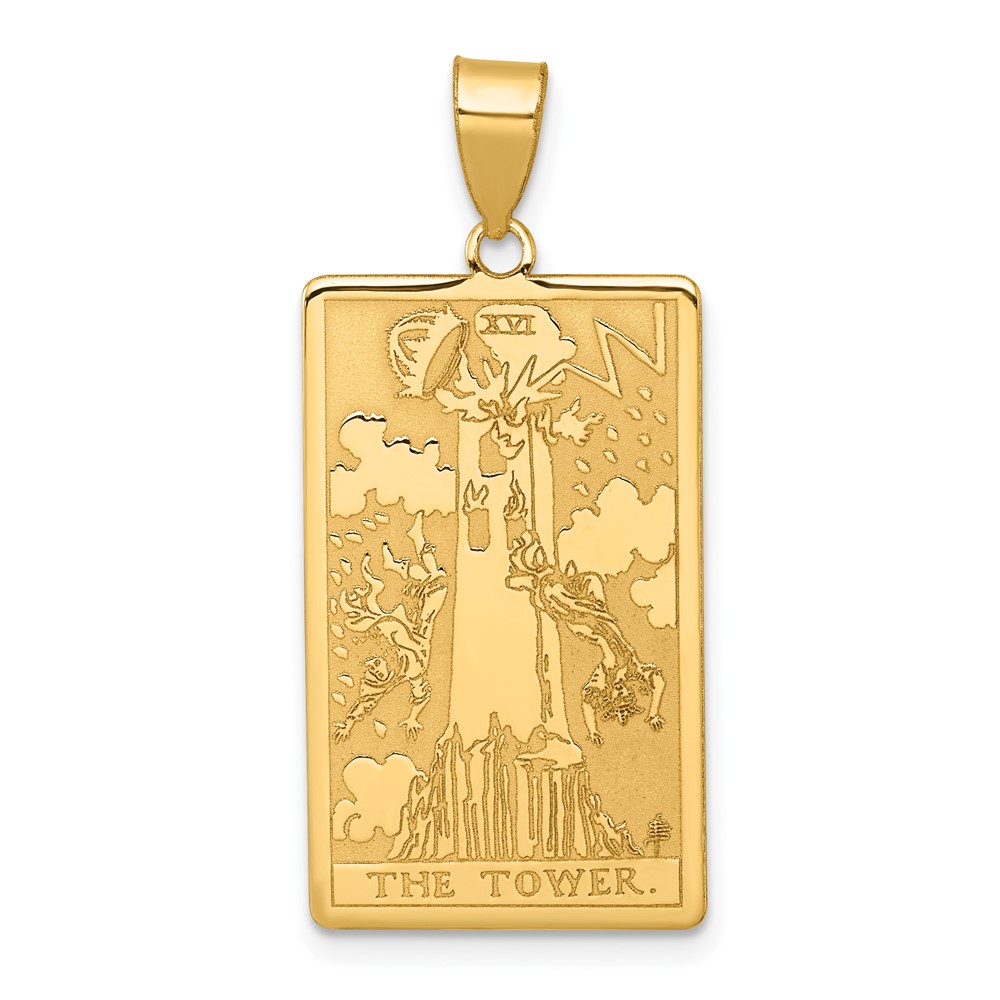 XM726.jpg 14ky The Tower Tarot Card Pendant - Image 1