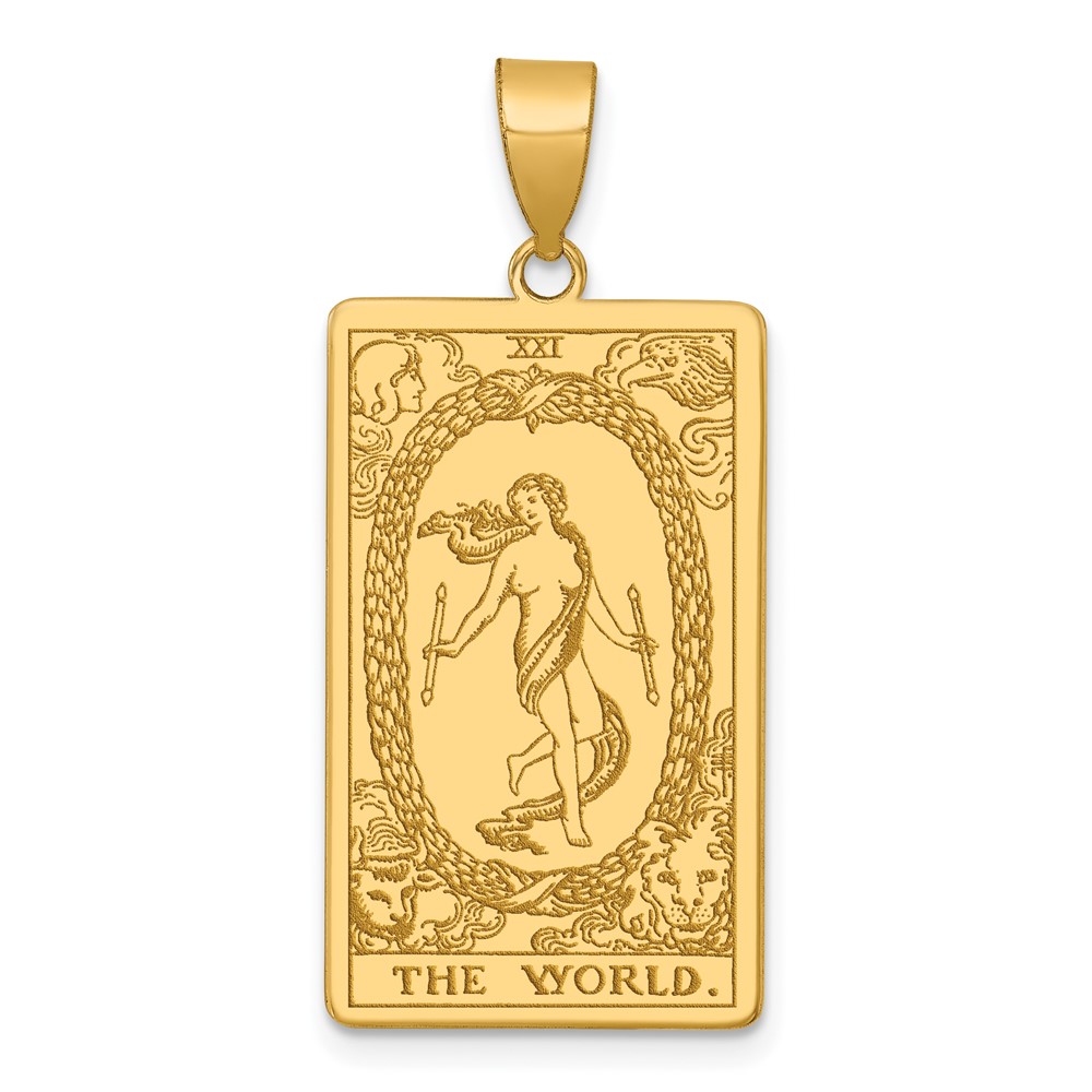 XM731.jpg 14ky The World Tarot Card Pendant - Image 1