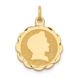 14k Boy Head on .018 Gauge Engravable Scalloped 17 15mm Disc Charm
