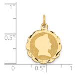 14k Boy Head on .009 Gauge Engravable Scalloped 17x15mm Disc Charm - Image 3