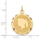 14k Girl Head on .013 Gauge Engravable Scalloped 25x22mm Disc Charm - Image 3