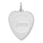 14k White Gold Heart Disc Name Charm