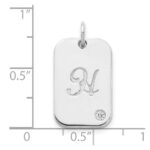 10k White Gold Initial Dog Tag with Diamond Charm - Image 2