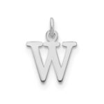 Sterling Silver Rhodium-plated Letter W Initial Charm