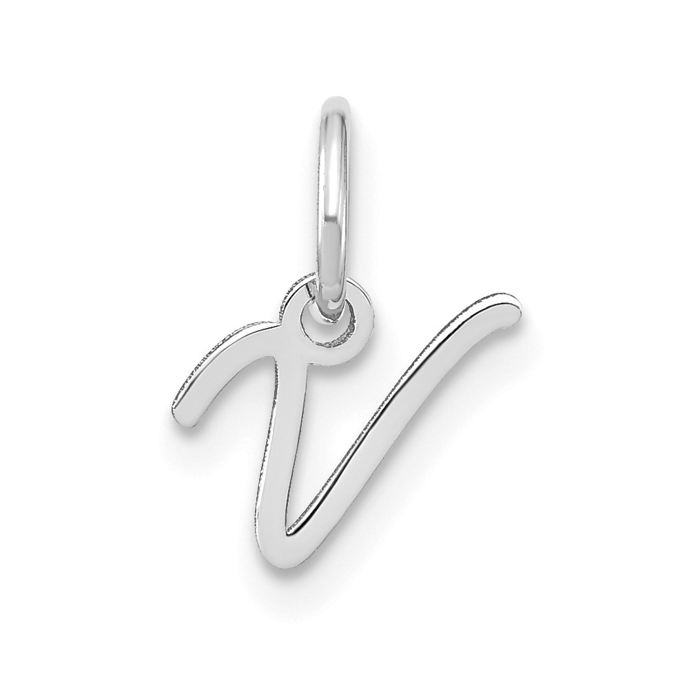 XNA1305SS_V.jpg 14KW Upper case Letter V Initial Charm - Image 1
