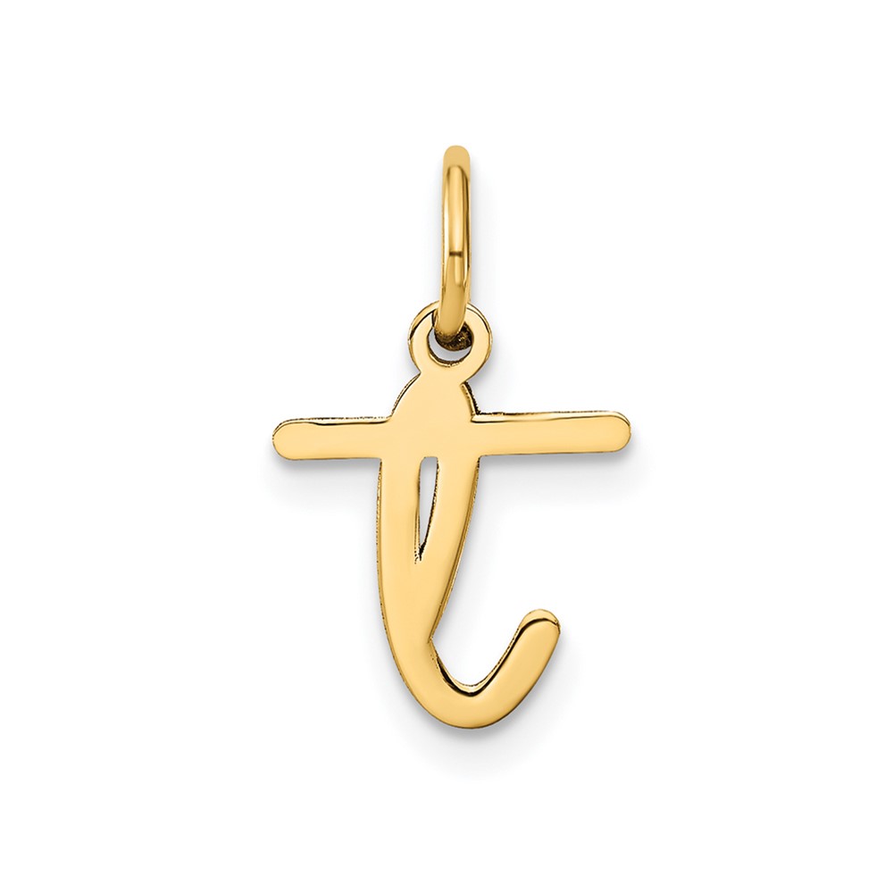 XNA1307GP_T.jpg 14KY Lower case Letter T Initial Charm - Image 1