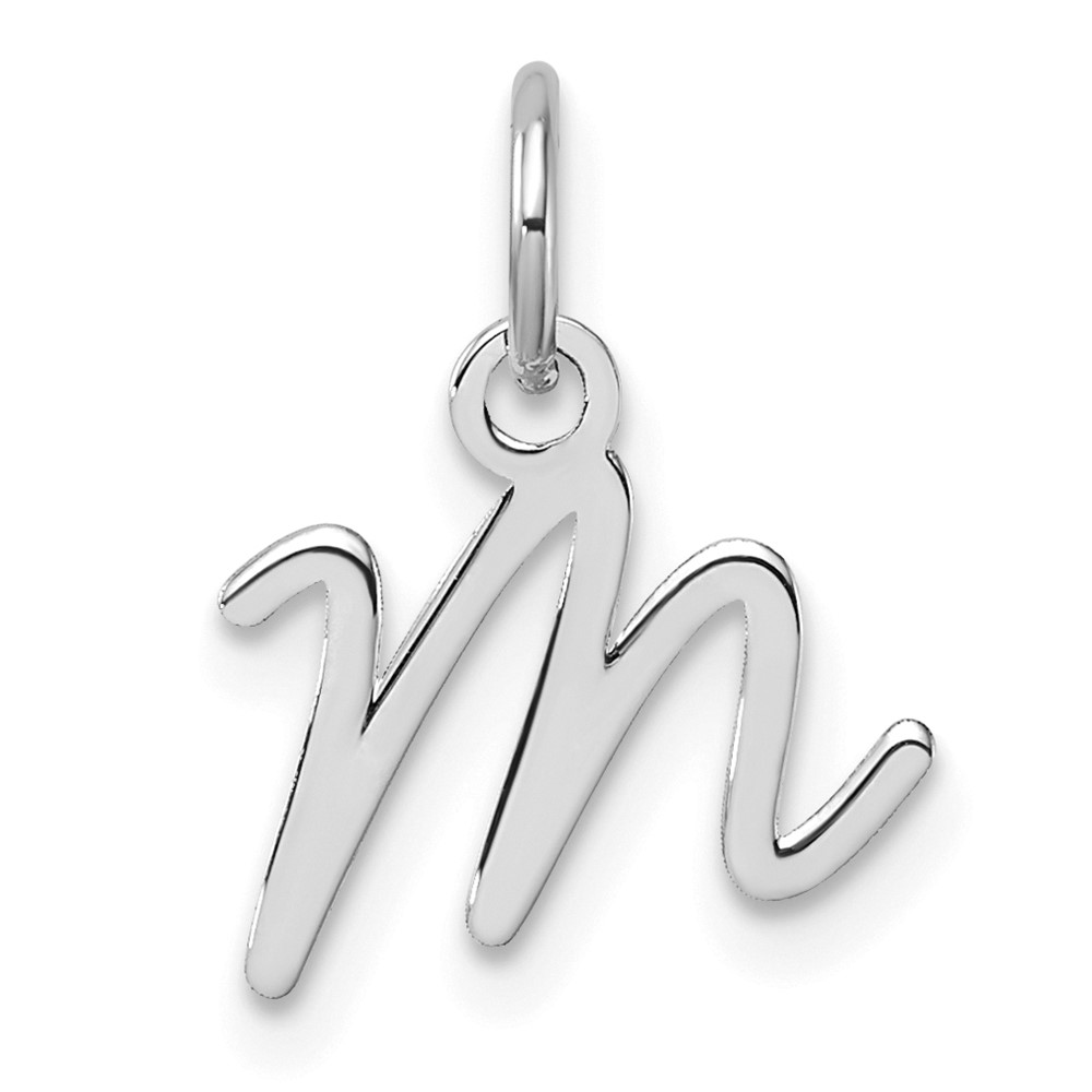 XNA1467W_M.jpg 14K White Gold Uppercase Letter M Initial Charm - Image 1