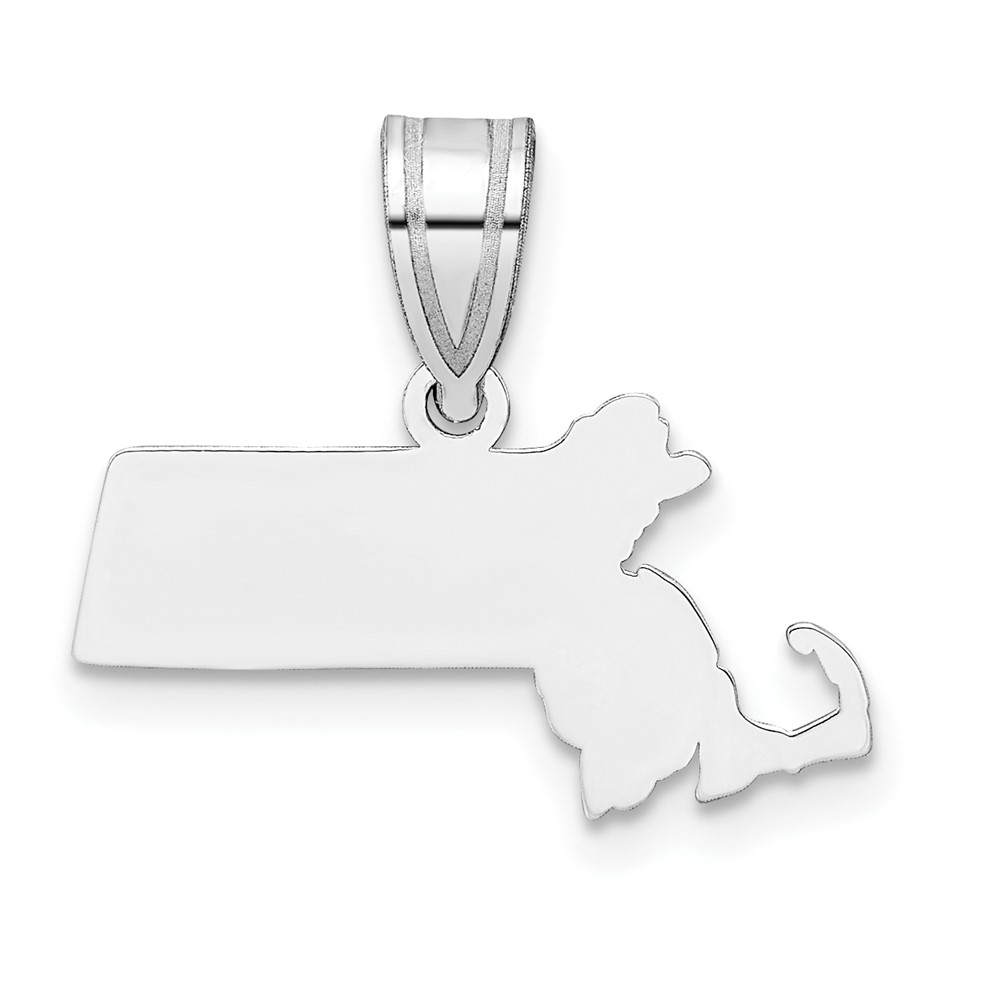 XNA707SS-MA.jpg Sterling Silver/Rhodium-plated Massachusetts State Pendant - Image 1