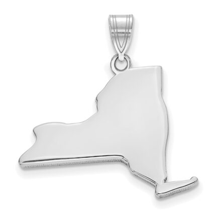 Sterling Silver/Rhodium-plated New York State Pendant