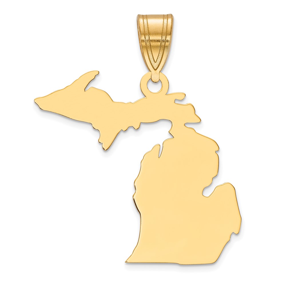 XNA707Y-MI.jpg Sterling Silver/Gold-plated Michigan State Pendant - Image 1