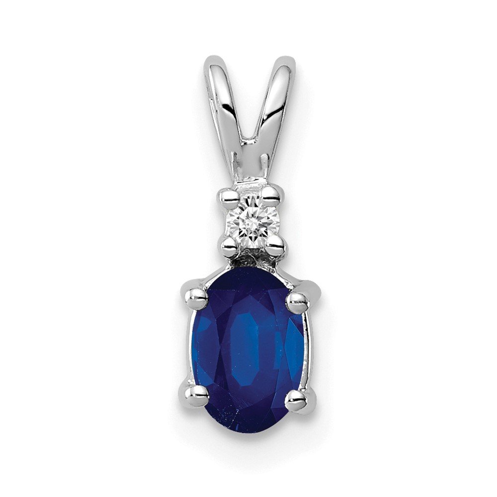 XP1003S_AA.jpg 14k White Gold 6x4mm Oval Sapphire and AA Diamond Pendant - Image 1