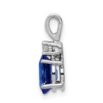 14k White Gold 7x5mm Oval Sapphire and AA Diamond Pendant - Image 2