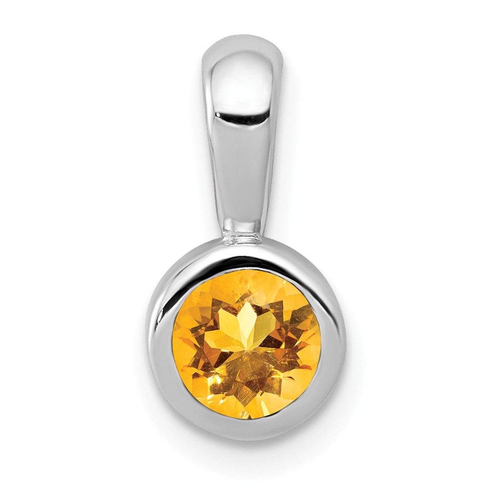 XP2095CI.jpg 14k White Gold Bezel-set 5mm Round Citrine Pendant - Image 1