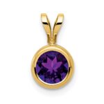 14k 6mm Round Amethyst Bezel Pendant