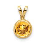 14k 6mm Round Citrine Bezel Pendant