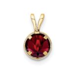 14k 6mm Round Garnet Bezel Pendant - Image 3