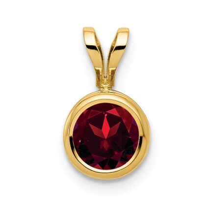 14k 6mm Round Garnet Bezel Pendant