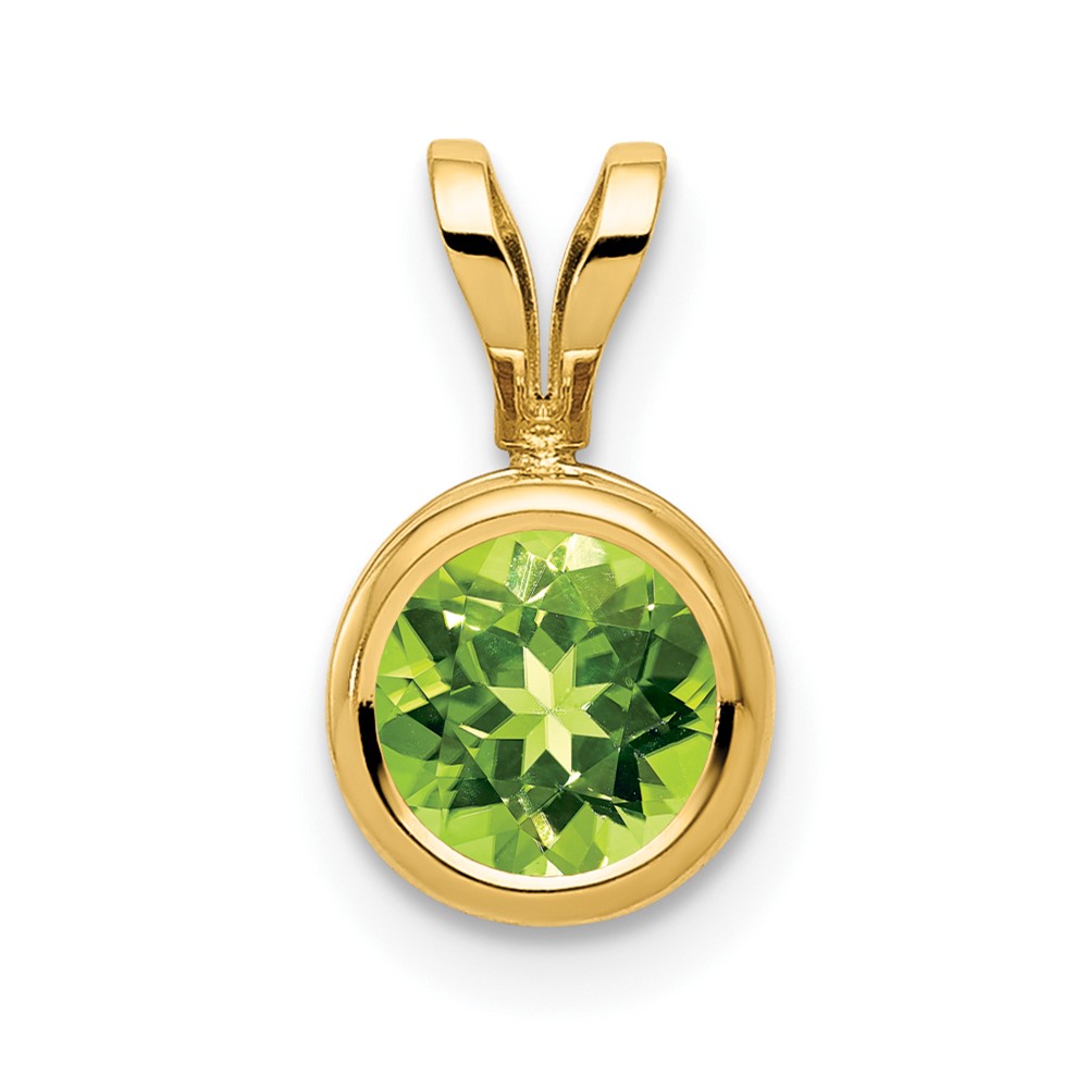 XP301PE.jpg 14k 6mm Round Peridot Bezel Pendant - Image 1