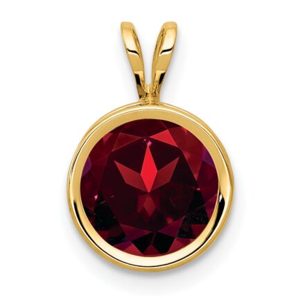 14k 8mm Round Garnet Bezel Pendant