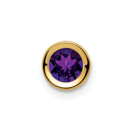 14k 5mm Round Amethyst Bezel Chain Slide
