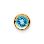 14k 5mm Round Blue Topaz Bezel Chain Slide